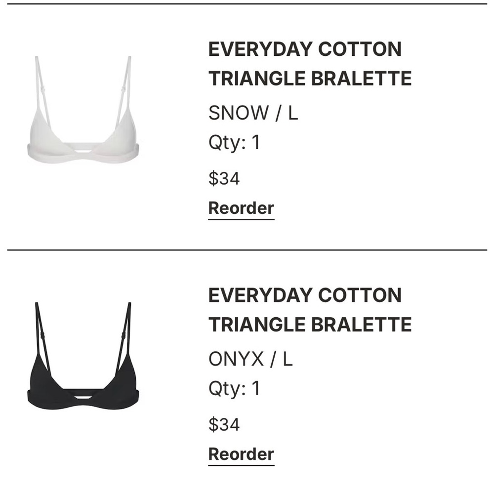 Skims Everyday Cotton Triangle Bralette — Snow & Onyx